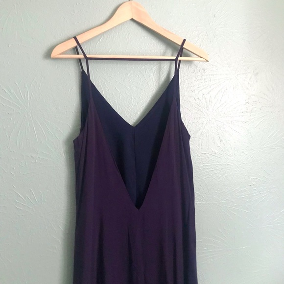 Lulus Navy Maxi Dress Deep V Back and High Slit NWOT - Picture 4 of 5